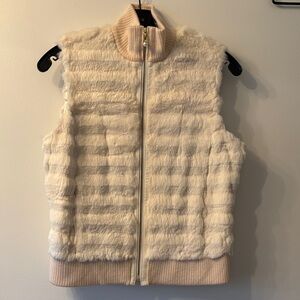 Women's Cream Faux Fur Vest